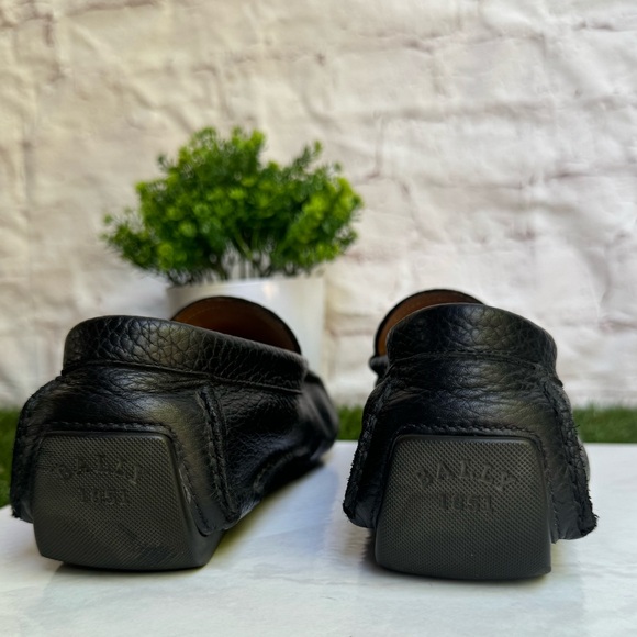 BALLY Black Leather loafer men size 7.5 - Picture 3 of 12